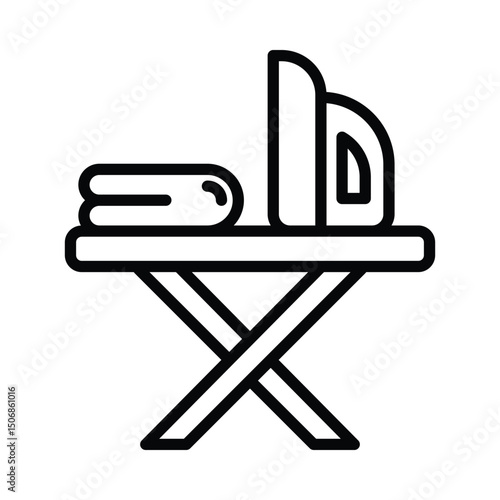 Iron Table Vector outline icon. Eps 10 file
