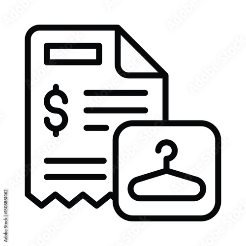 Laundry Bill Vector outline icon. Eps 10 file
