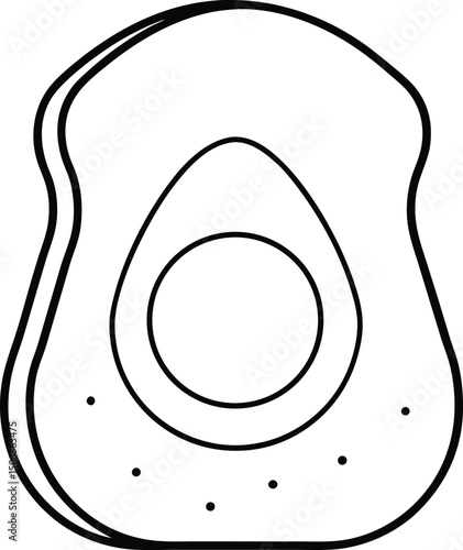 Avocado Toast Bite Line Art Vector Illustration Food Clipart Design