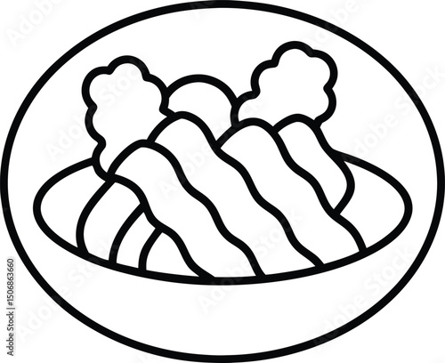 Bacon Cheddar Tots Line Art Vector Illustration Food Clipart Design