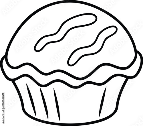 Bacon Egg Muffin Line Art Vector Illustration Food Clipart Design