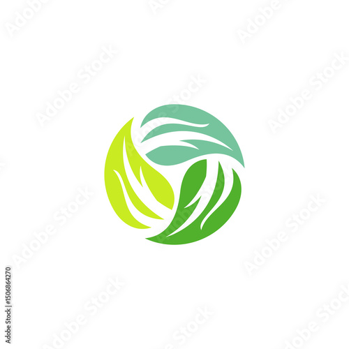 circle leaf logo design. organic leaf icon