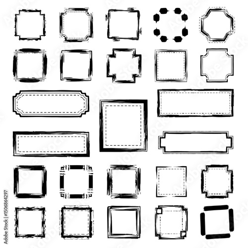 Collection of various grunge frames isolated on white background, perfect for adding a vintage or artistic touch to your design projects and creative endeavors