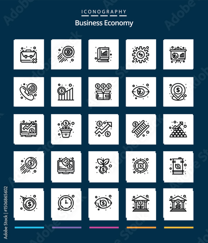 Creative Economy 25 OutLine icon pack  Such As work. gear. economy. dollar. graph