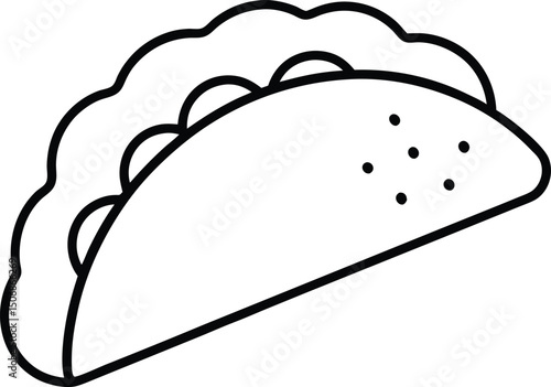 Black Bean Taco Line Art Vector Illustration Food Clipart Design