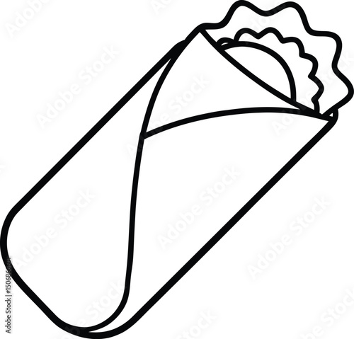 Breakfast Burrito Line Art Vector Illustration Food Clipart Design