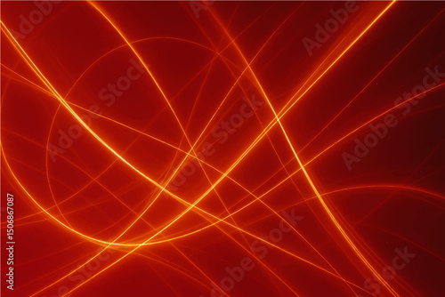 Abstract light lines on red background.