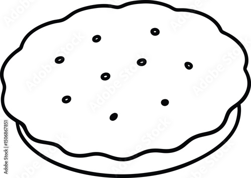 Buttermilk Biscuit Line Art Vector Illustration Food Clipart Design