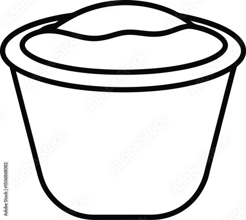 Butterscotch Pudding Cup Line Art Vector Illustration Food Clipart Design