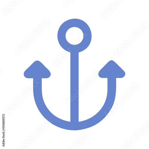 Minimalist blue anchor icon on a solid White Background
