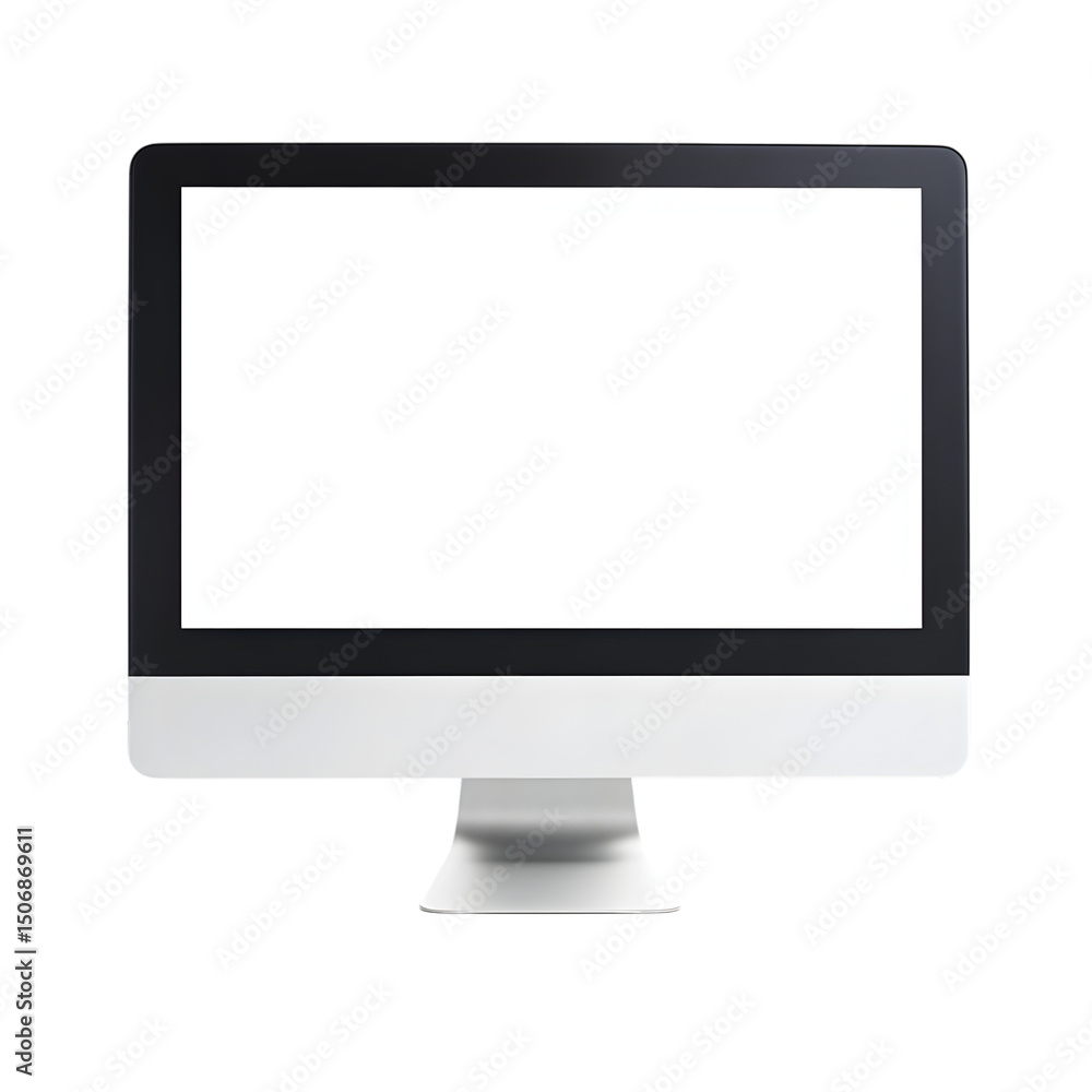 Single LCD computer monitor and TV screen with blank wide flat screen. Modern digital technology object, isolated on transparent background. Single LCD computer monitor and TV screen with blank wide flat screen. Modern digital technology object, isolated on transparent background.