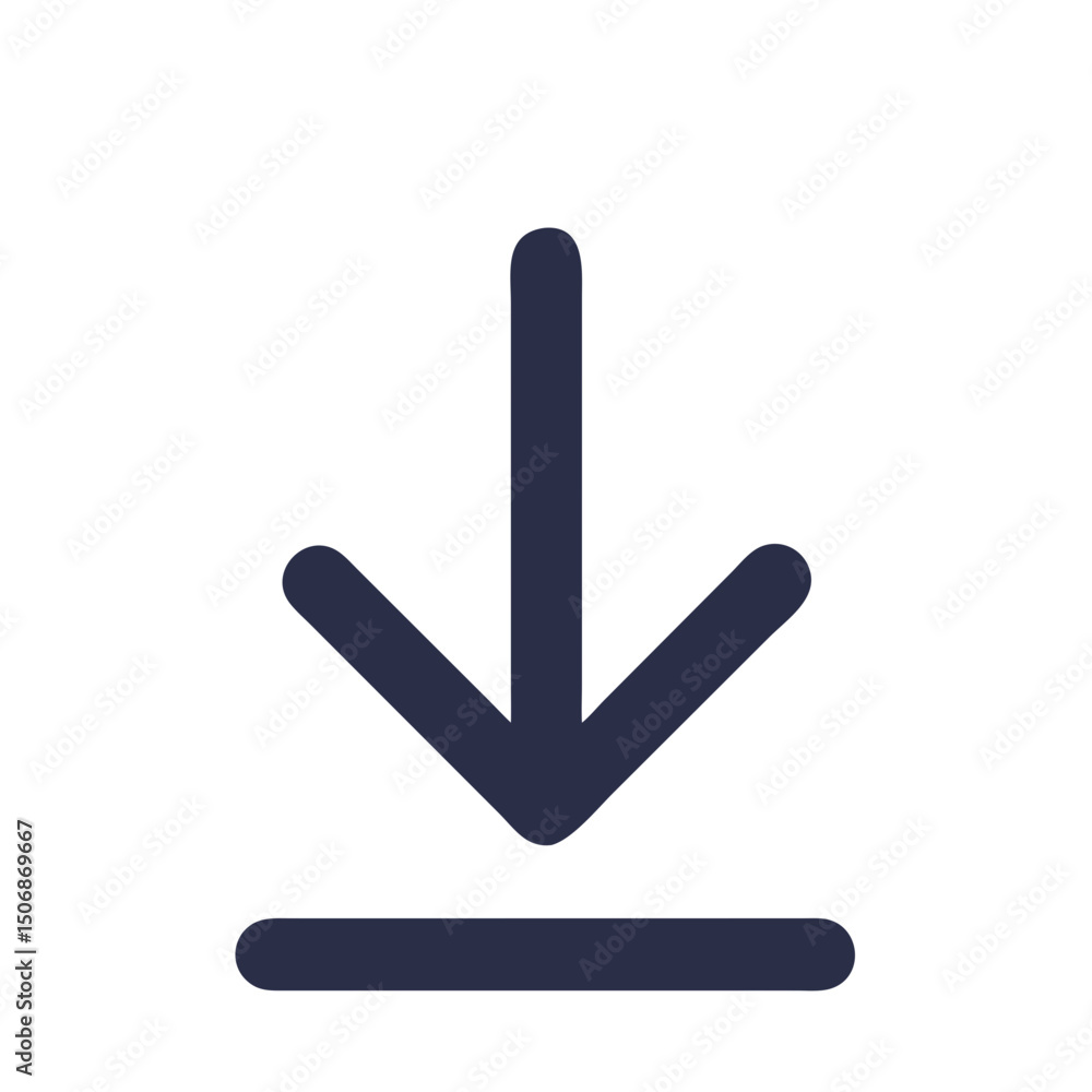Dark blue download icon on White Background, simple graphic Dark blue download icon on White Background, simple graphic