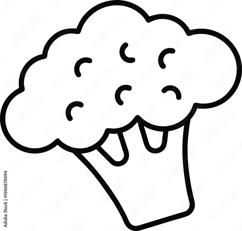 Cheesy Broccoli Bite Line Art Vector Illustration Food Clipart Design Cheesy Broccoli Bite Line Art Vector Illustration Food Clipart Design
