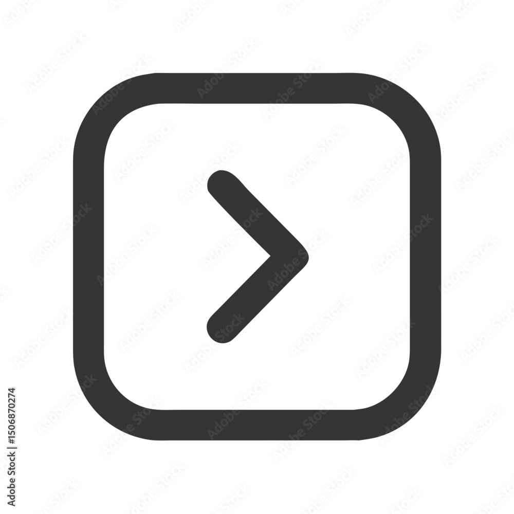 Dark gray right arrow icon in rounded square frame Dark gray right arrow icon in rounded square frame