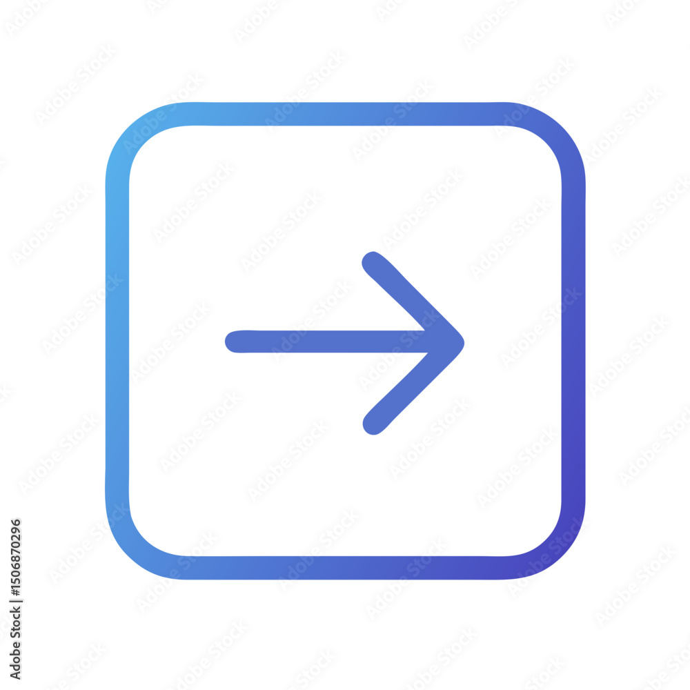 Stylized right arrow within rounded square, blue gradient Stylized right arrow within rounded square, blue gradient