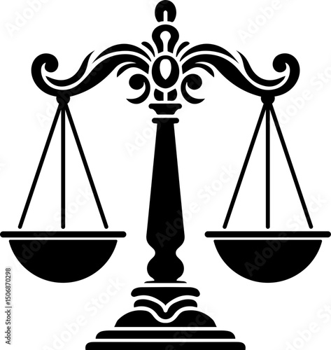 Justice Scales Icon – Black Legal Balance Symbol