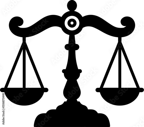 Justice Scales Icon – Black Legal Balance Symbol