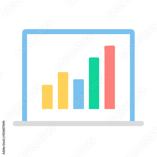 Colorful bar graph displayed on laptop screen illustration