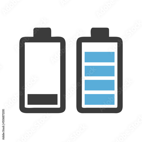 Full and empty battery icons symbolizing power and energy