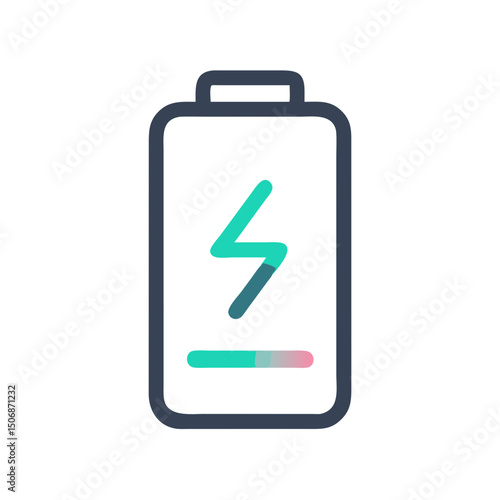 Stylized charging battery icon with progress bar indicator