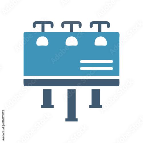 Simple blue billboard illustration on dark background for advertising