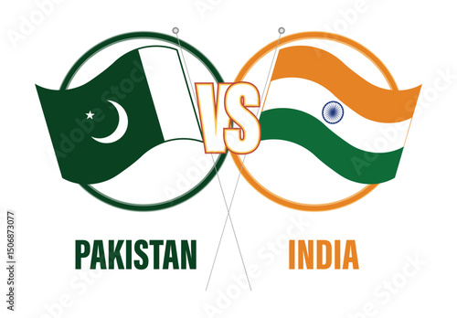 Pakistan vs India Flag Vector, National Rivalry Design logo icon template