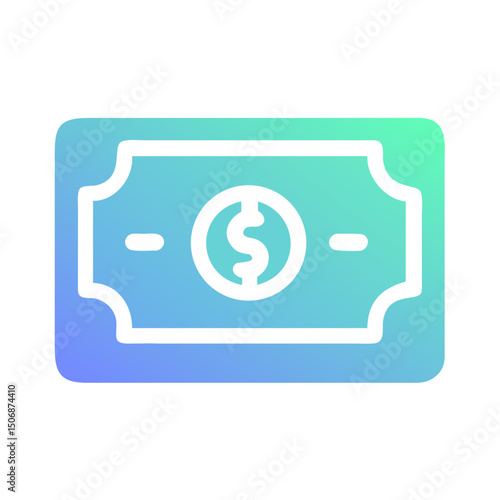 Stylized gradient dollar bill icon for finance applications