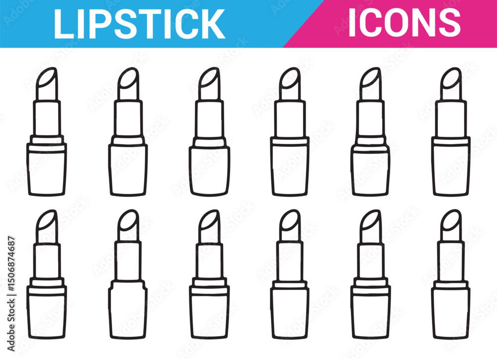 Fototapeta premium Illustration of beauty essentials, including lipstick tubes and cosmetics.