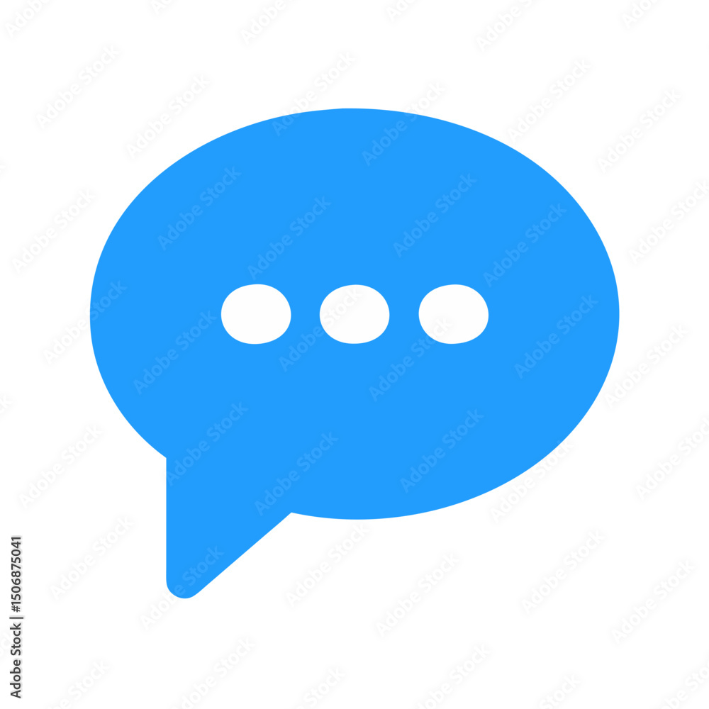 Light blue chat bubble icon with three white dots Light blue chat bubble icon with three white dots