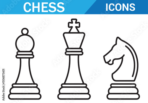 Chess pieces vector art for gaming and strategic designs.