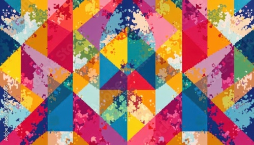 Abstract geometric shapes repeating seamlessly , vibrant, geometric, abstract