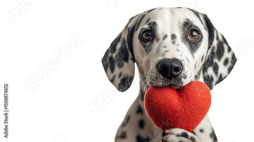 Dalmatian dog png cute puppy png heart gift png white or transparent background image