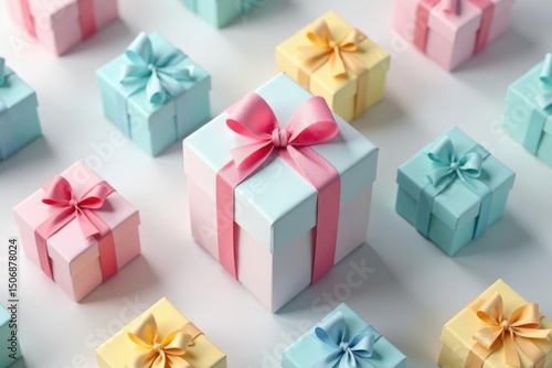 Subtle pastel gift box pattern, minimalist style, charming, airy