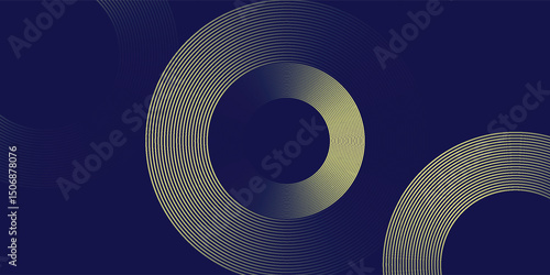 abstract blue gold stripe line, geometric circle texture background, futuristic technology, retro styled concept