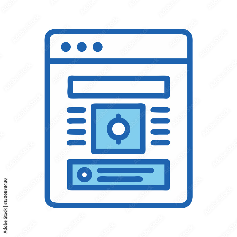 Fototapeta premium Modern website layout icon with blue lines and shapes
