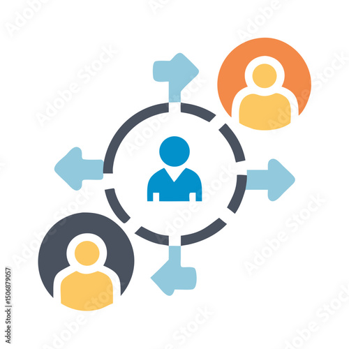 Hub and spoke model showing connections and communication flow