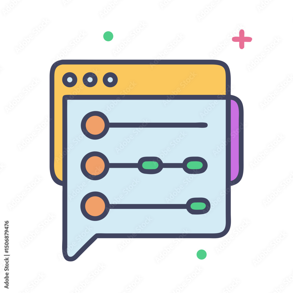 Simple vector icon of an application settings interface display Simple vector icon of an application settings interface display