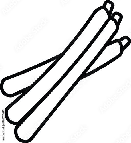 Eggplant Parmesan Stick Appetizer Sketch Line Art Vector Illustration