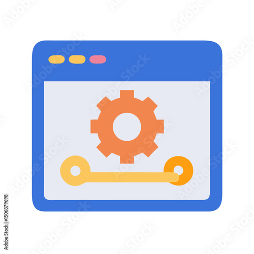 Browser window displaying gear and connecting line icon