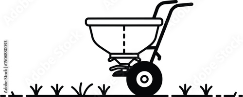 Lawn Care Vector Illustration Fertilizer Spreader on Grass