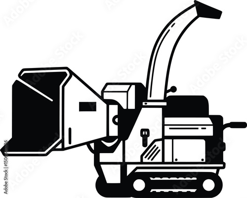Powerful Wood Chipper Vector Illustration  Industrial Shredder Design