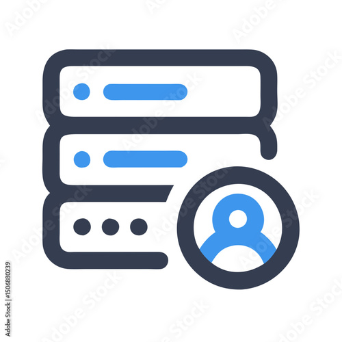 Server with user access flat icon on White Background