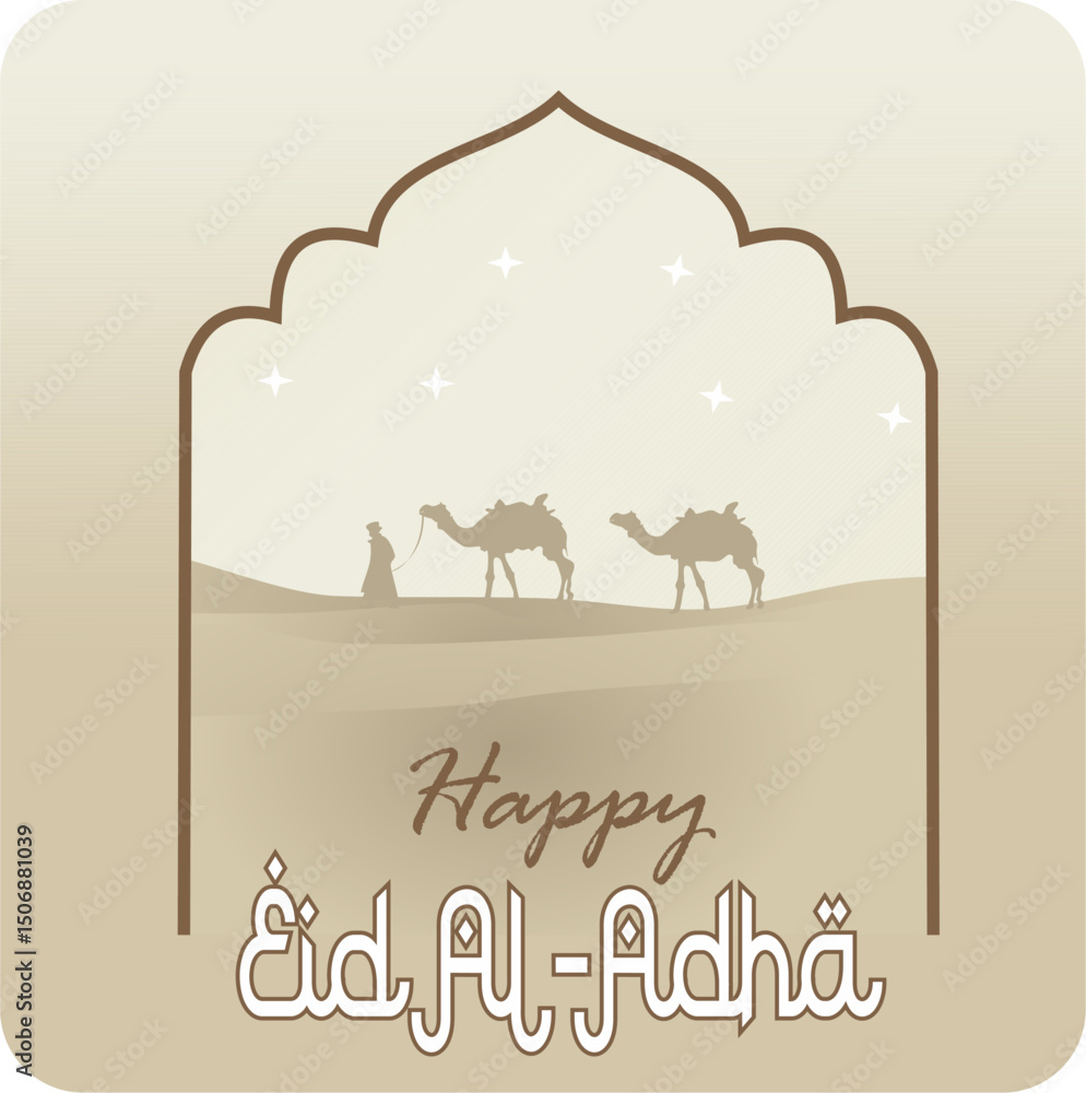 Naklejka premium Eid al-Adha Celebration. Eid al-Adha greeting card. Can be used for cards, posters, websites, flyers. Vector illustration.