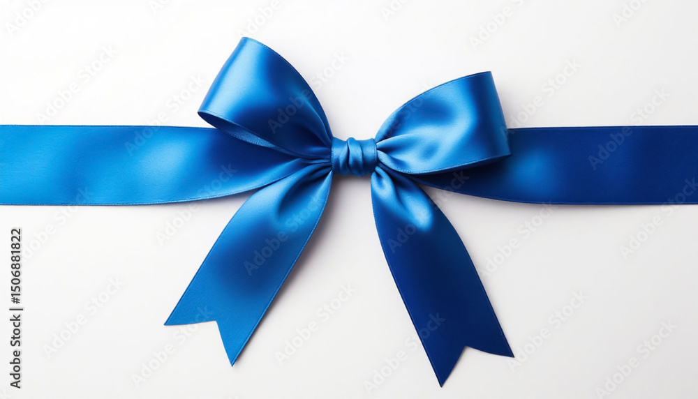Blue ribbon on white background. Generated by AI. Blue ribbon on white background. Generated by AI.