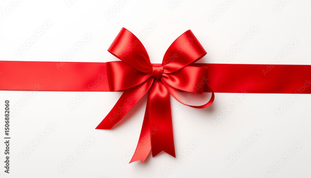 Red satin ribbon with a bow on a white background. AI generated. Red satin ribbon with a bow on a white background. AI generated.