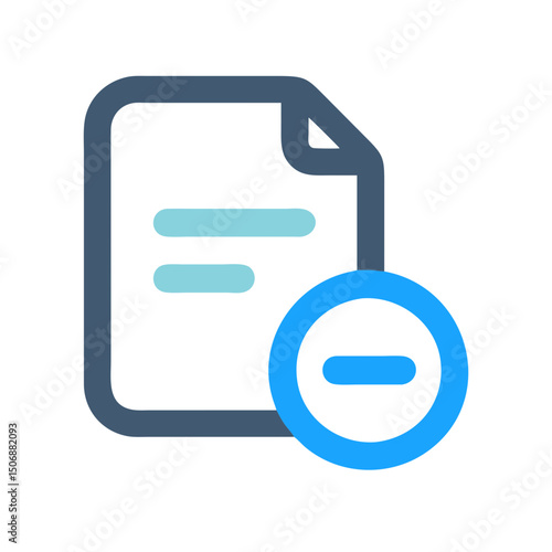Delete file icon in blue tones on White Background