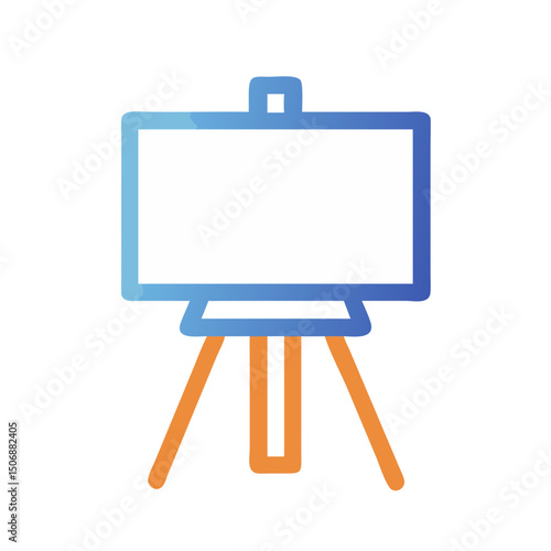 Minimalist design art easel with blank canvas on White