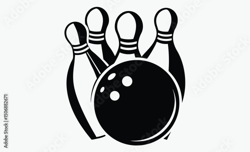 Bowling Ball and Pins Silhouette