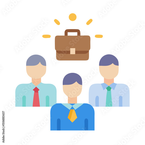 Job candidates with briefcase symbol signify employment opportunity concept