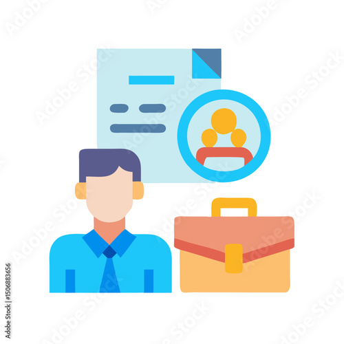 Flat design job application with candidate and briefcase icon